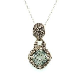 Sterling Silver Sarda Prasiolite Pendant on Chain